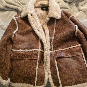 Urban Outfitters Sherpa/faux leather coat